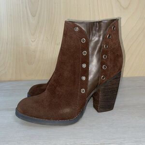 Volatile Vegan Faux Suede Brown Ankle Boots 8